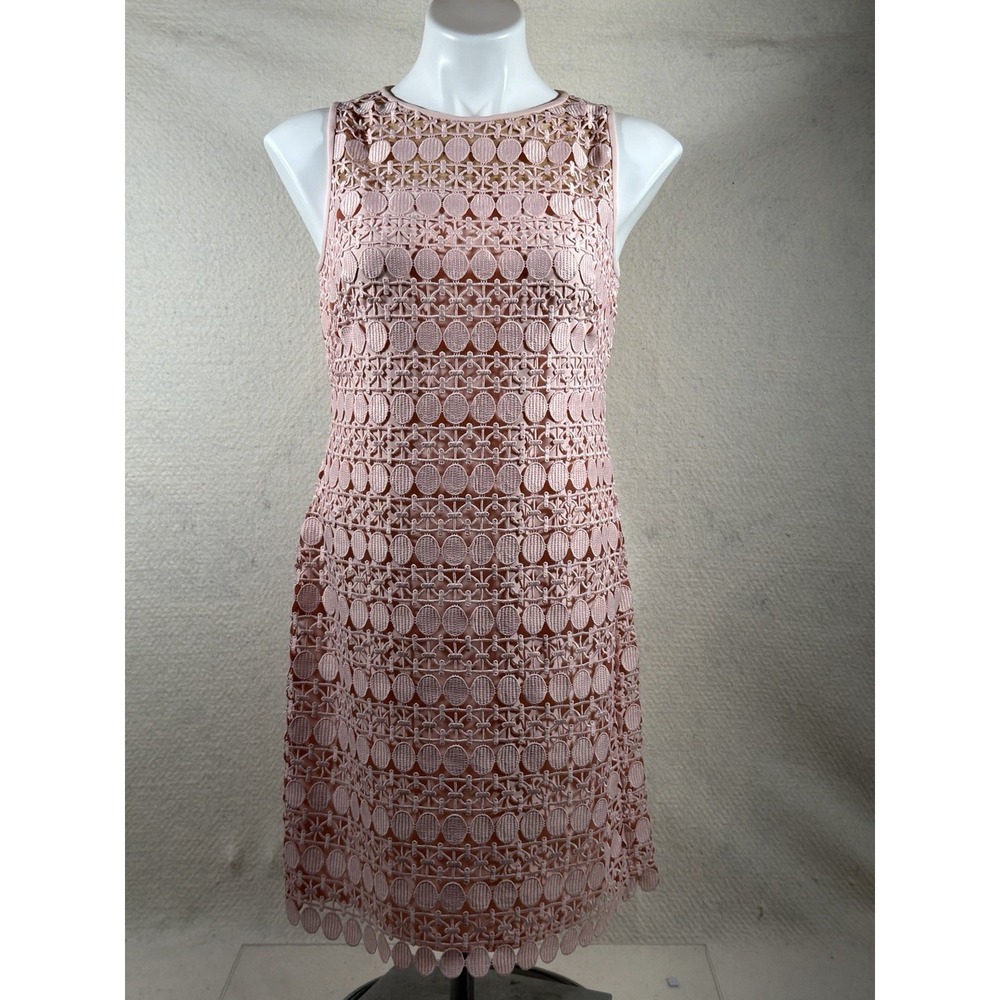 Taylor Womens 6 Pink Lace Shift Dress Sleeveless Cocktail Coquette Elegant